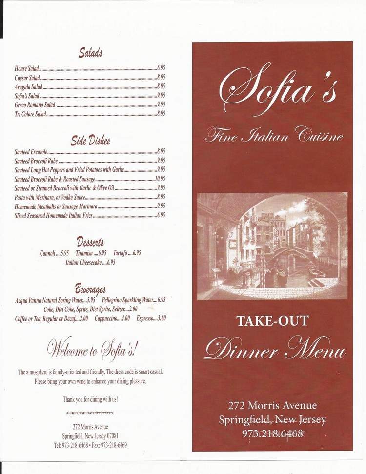 Sofia's Fine Italian Cuisine - Springfield, NJ