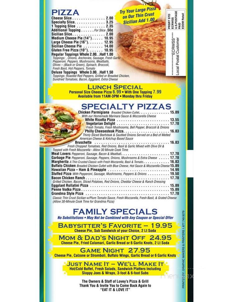 Lovey's Pizza & Grill - Morris Plains, NJ