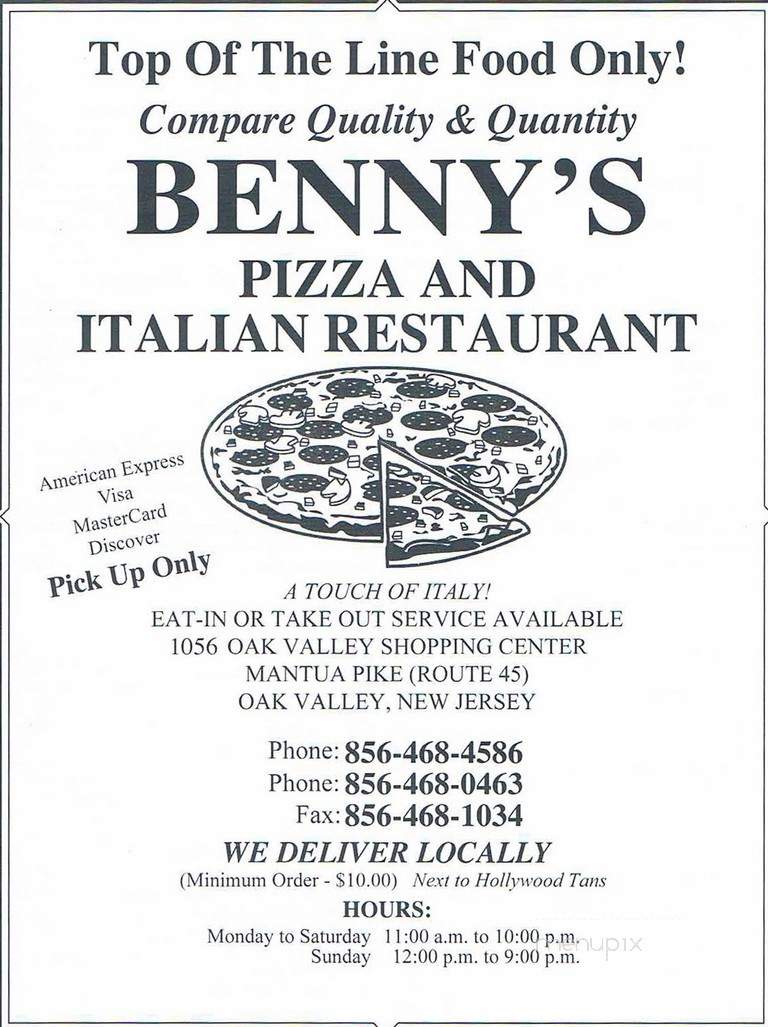 Benny's Pizza - Wenonah, NJ