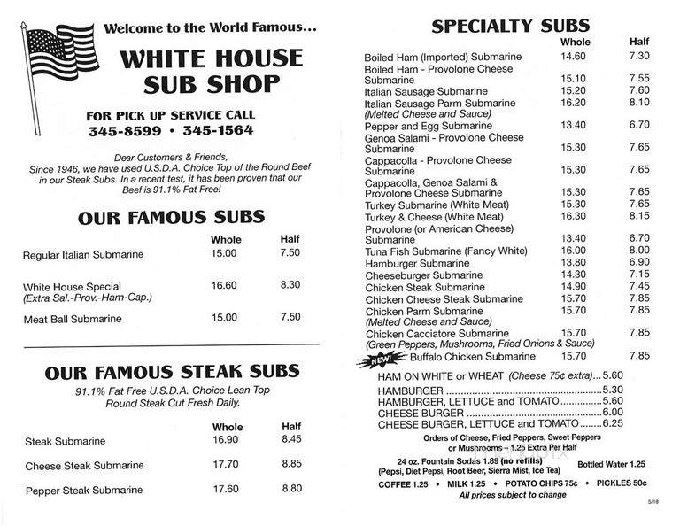 White House Subs Pick Up - Atlantic City, NJ