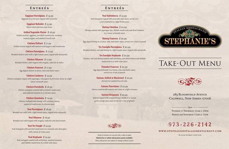 Stephanie's Italian Restaurant - Caldwell, NJ