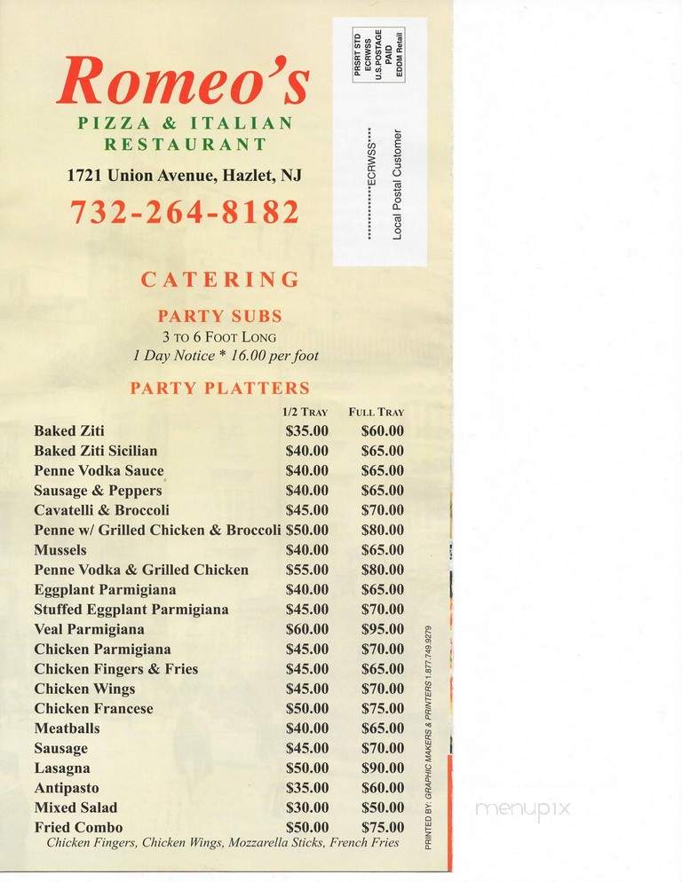 Romeo's Pizza & Restaurant - Hazlet, NJ