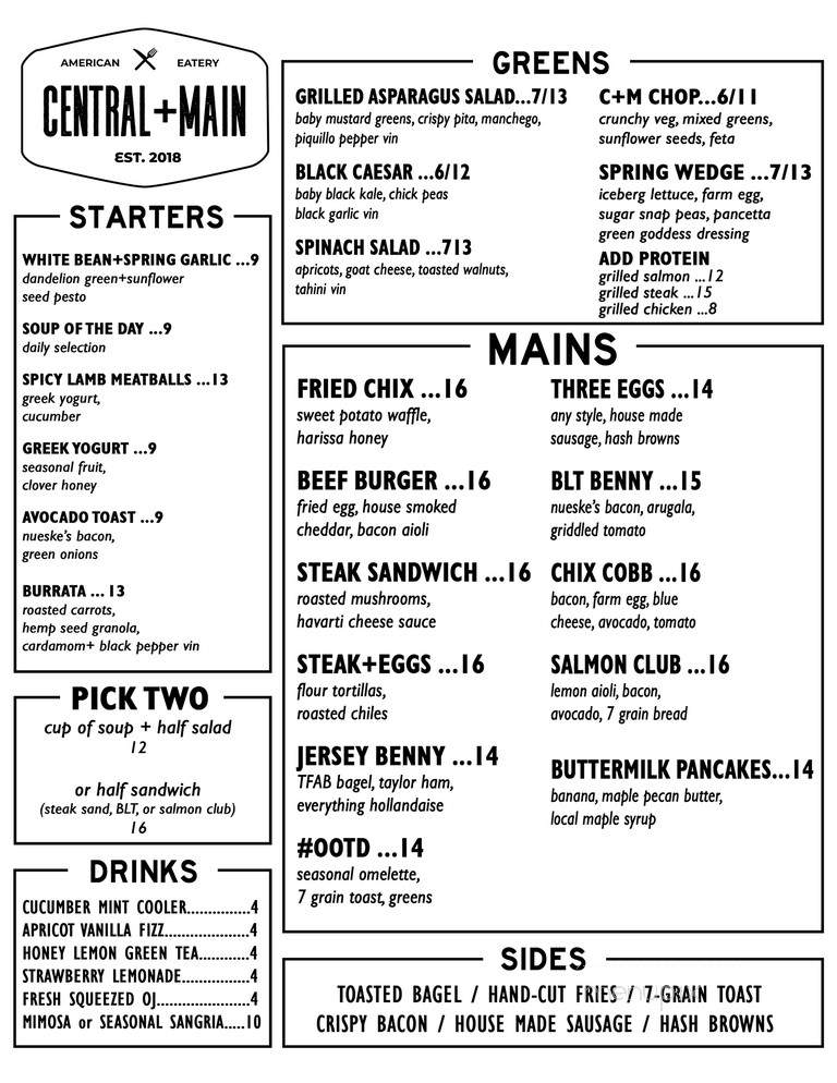 CENTRAL+MAIN American Eatery - Madison, NJ