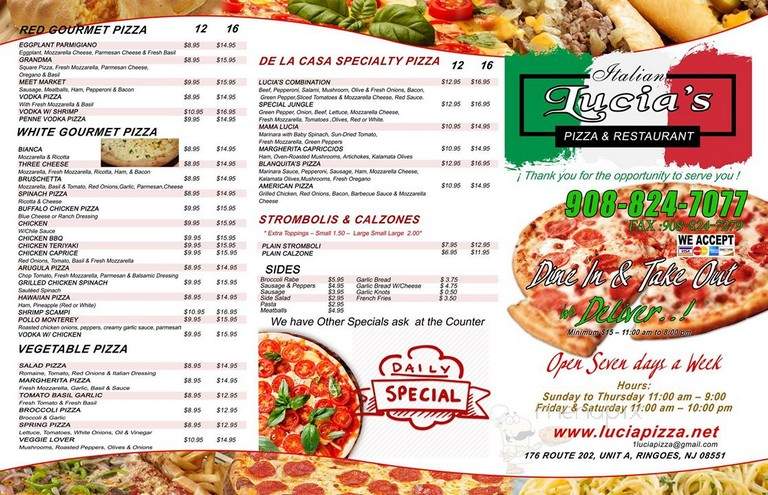 Lucia's Pizza & Restaurant - Ringoes, NJ