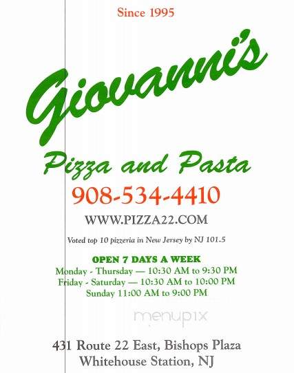 Giovanni's Pizza and Pasta - Whitehouse Station, NJ