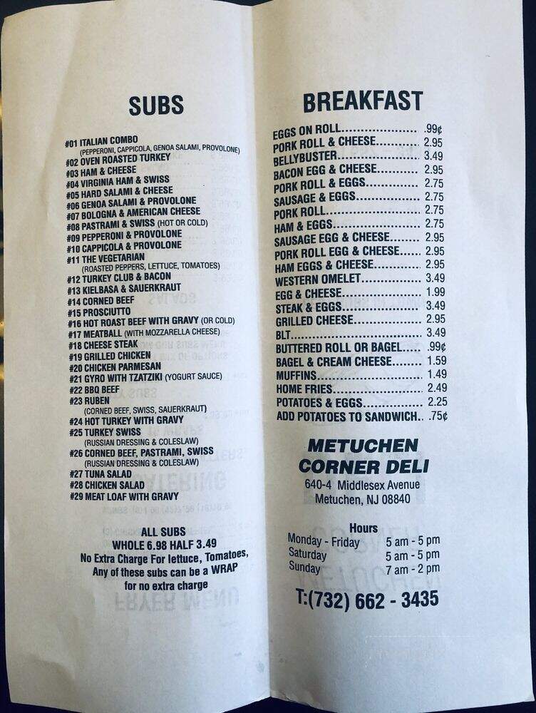 Metuchen Corner Deli - Metuchen, NJ