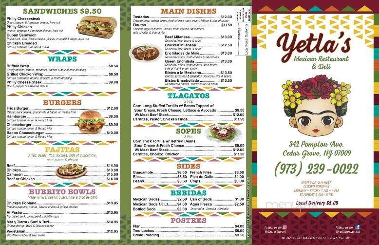 Yetla's Restaurant & Deli - Cedar Grove, NJ