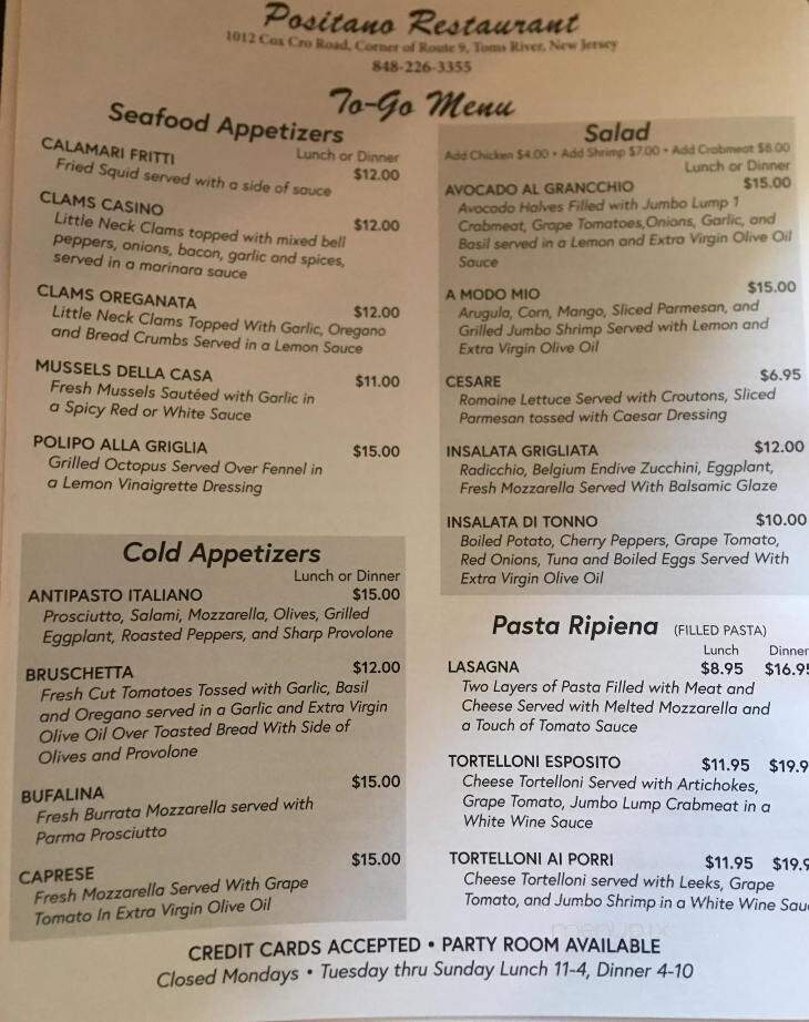 Positano Restaurant - Toms River, NJ