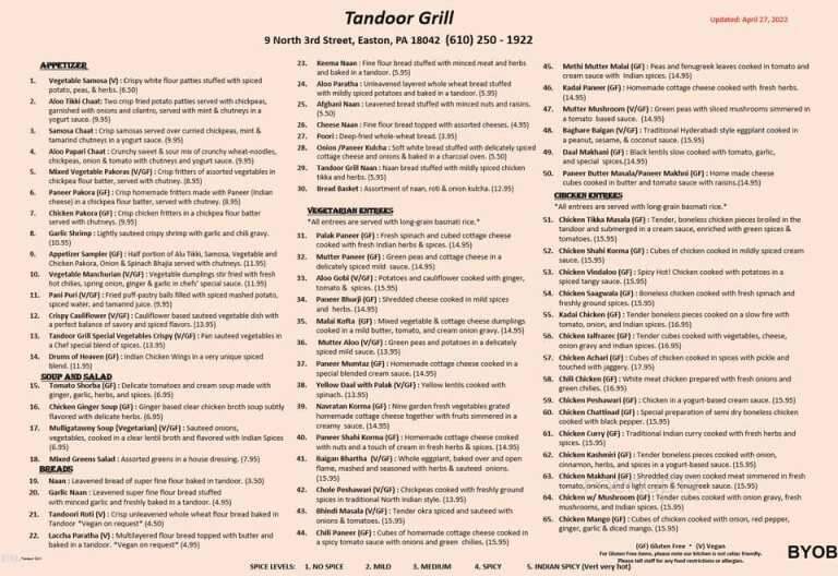 Tandoor Grill - Easton, PA