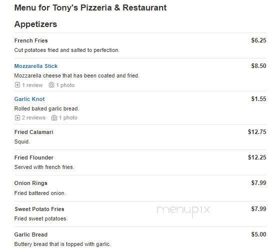 Tony's Pizzeria & Restaurant - Neptune City, NJ