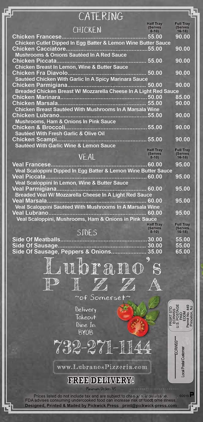 Lubrano's Pizzeria & Restaurant - Somerset, NJ