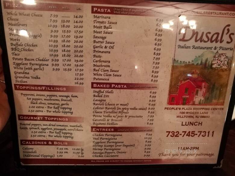 Dusal's Italian Restaurant & Pizza - Milltown, NJ