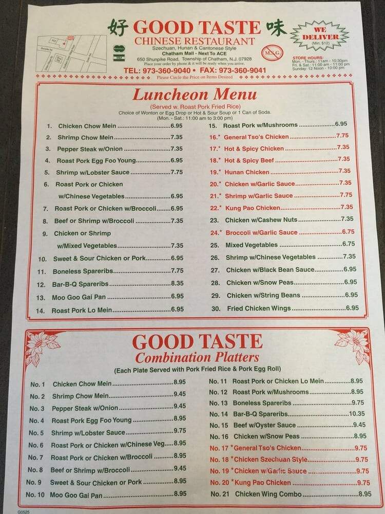 Good Taste Chinese Restaurant - Chatham, NJ