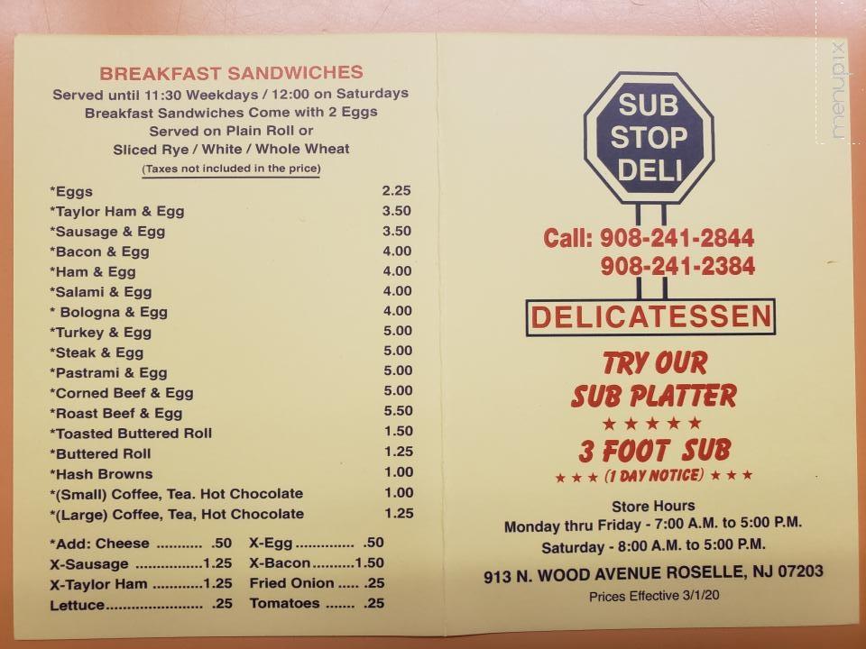 Sub Stop Delicatessen - Roselle, NJ